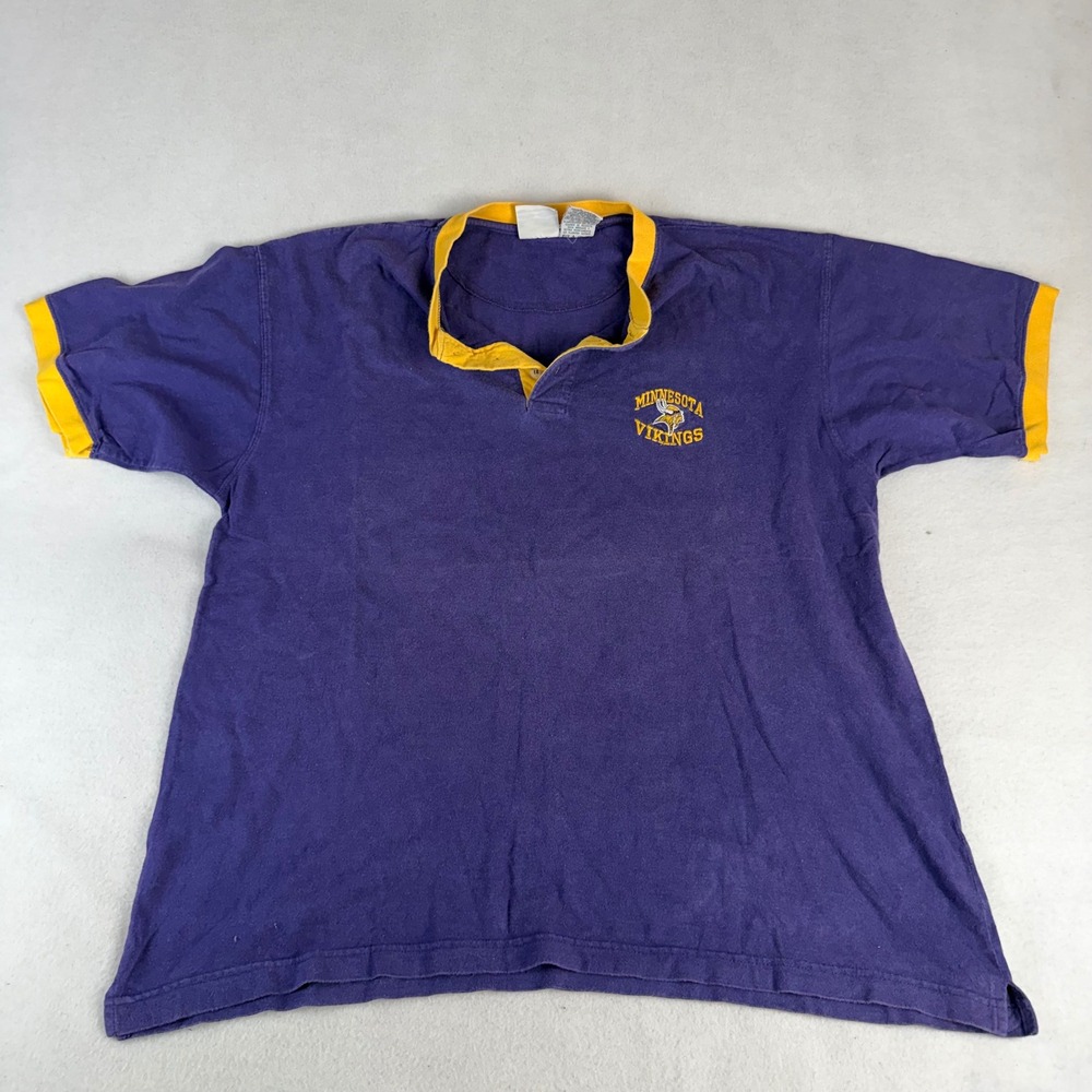 Vintage 1999 Minnesota Vikings The Edge Polo‎ Shirt Mens Large Purple Yellow NFL